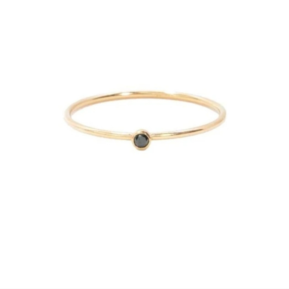 Dainty Black Cubic Zirconia Stacker Ring Goldfill - Picture 2 of 5